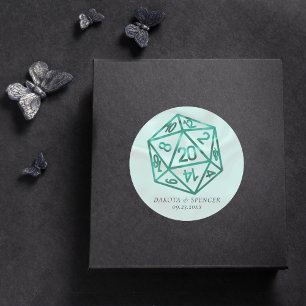 RPG-Würfel Benutzerdefinierter Emerald Fantasy T Runder Aufkleber