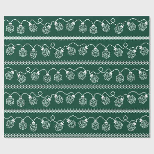 RPG-Würfel | Green Retro Tabletop Player Geschenkpapier (Flach)