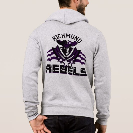 RR 03 | Schwarzes Rebel-Logo Männer Grau Custom Hoodie (Rückseite)