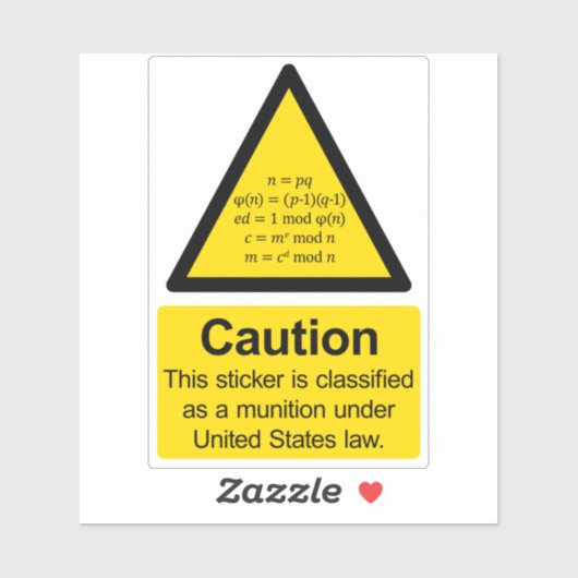 RSA-Warnhinweis für kryptographische Exportmunitio Aufkleber (Blatt)