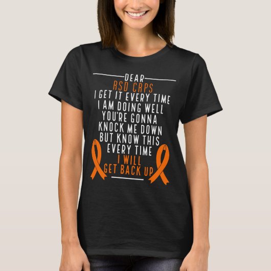 RSD CRPS Awareness erhält Orange Ribbon T-Shirt (Vorderseite)