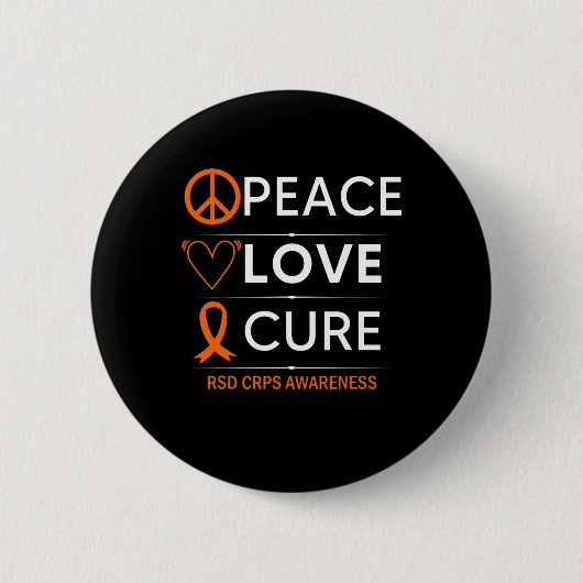 RSD CRPS Awareness Peace Liebe Cure Fighter Orange Button (Vorderseite)