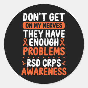 Rsd Crps Warrior Orange Ribbon auf meinen Nerven C Runder Aufkleber