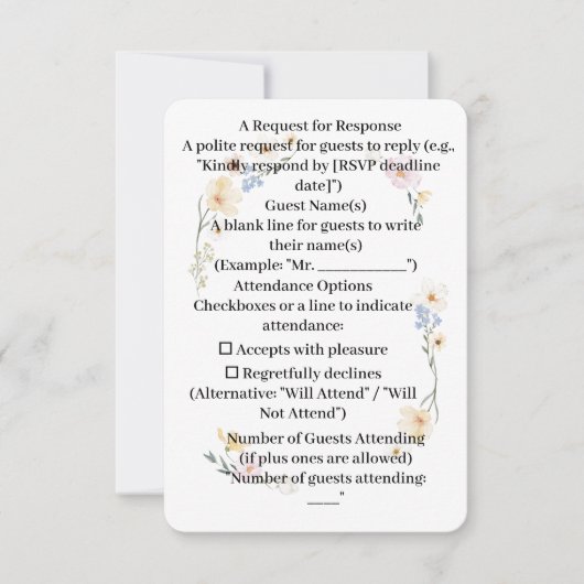 RSPV-Karte Runden Ecke Wasserfarben Blumenmuster (Vorderseite)