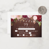 RSSVP Burgundy Blume Wood Mason Jar Lights Postca Mitteilungskarte (Vorderseite/Rückseite Beispiel)
