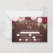 RSSVP Burgundy Blume Wood Mason Jar Lights Postca Mitteilungskarte (Vorderseite)