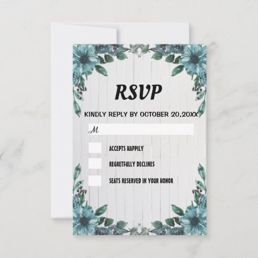Rstic Bontantan simple RSVP Card Karte (Vorderseite)