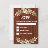 Rstic Wood Backdrop Gold Floral RSVP Karte (Vorderseite)