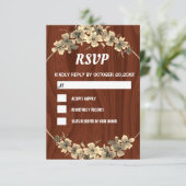 Rstic Wood Backdrop Gold Floral RSVP Karte (Stehend Vorderseite)