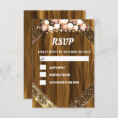 Rstic Wood Glitzer Gold Bright Bulb Light RSVP Karte (Vorne/Hinten)