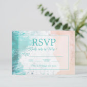 RSVP #2.2 aquamarin Beach Ocean Sand Wedding Karte (Stehend Vorderseite)