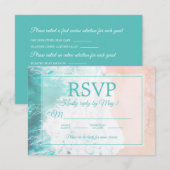 RSVP #2.2 aquamarin Beach Ocean Sand Wedding Karte (Vorne/Hinten)