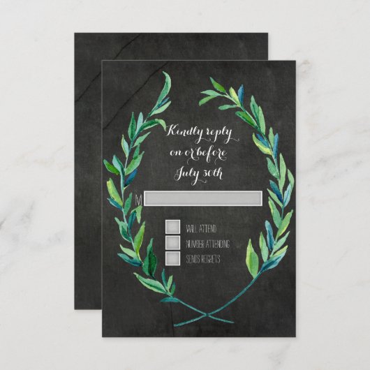 RSVP 4 Square Wreath Olive Leaf Branch Chalkboard (Vorne/Hinten)
