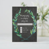 RSVP 4 Square Wreath Olive Leaf Branch Chalkboard Karte (Stehend Vorderseite)