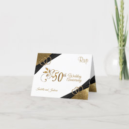 RSVP 50th Golden Anniversary - Damask Dankeskarte