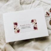 RSVP-Adresse von Burgundy Cream Floral Wedding Adressaufkleber