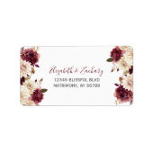 RSVP-Adresse von Burgundy Cream Floral Wedding Adressaufkleber (Vorne)