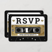 RSVP-Ankündigung von Retro Cassette Tape Wedding Einladung (Vorne/Hinten)