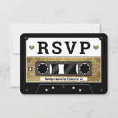 RSVP-Ankündigung von Retro Cassette Tape Wedding Einladung (Vorderseite)