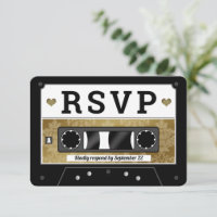 RSVP-Ankündigung von Retro Cassette Tape Wedding