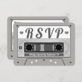 RSVP-Ankündigung von Retro Cassette Tape Wedding Einladung (Vorne/Hinten)
