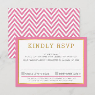 RSVP ANTWORT ANTWORT einfache Chevron-Muster rosa 