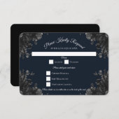 RSVP-Antwort auf die Hochzeit von Navy Blue Black Einladung (Vorne/Hinten)