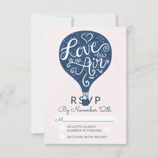 RSVP-Antwort auf die Liebe Navy Blue Wedding RSVP Karte (Vorderseite)