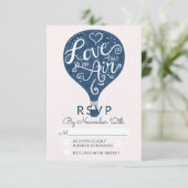 RSVP-Antwort auf die Liebe Navy Blue Wedding RSVP Karte (Stehend Vorderseite)