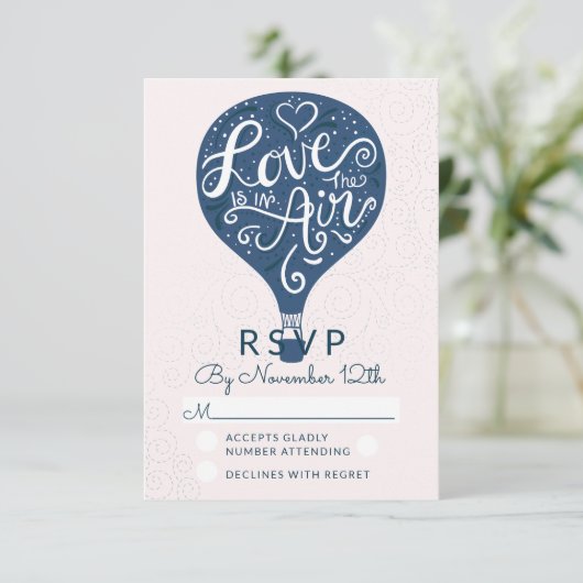 RSVP-Antwort auf die Liebe Navy Blue Wedding RSVP Karte (Stehend Vorderseite)