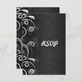 RSVP-Antwort auf die morgige Hochzeit von Schwarz RSVP Karte (Vorne/Hinten)