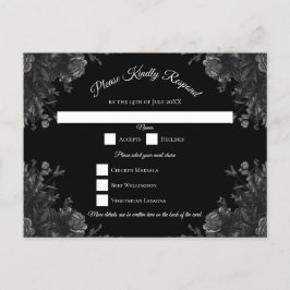 RSVP-Antwort auf Gothic Wedding Black Rose Feiertagspostkarte