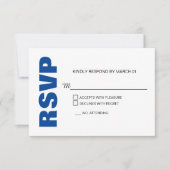 RSVP-Antwort auf moderne Blue White Wedding RSVP Karte (Vorderseite)