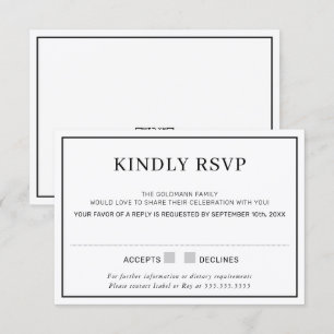 RSVP-Antwort einfach minimaler Rand schwarz Einladung