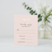 RSVP-Antwort für die Blush Rustic Monogram Wedding RSVP Karte (Stehend Vorderseite)