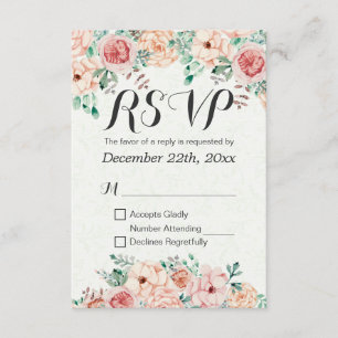RSVP-Antwort für die Hochzeit von Aquarellblumen u RSVP Karte