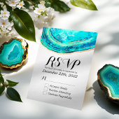 RSVP-Antwort Hochzeit Elegant Aquamarin & Gold Aga RSVP Karte