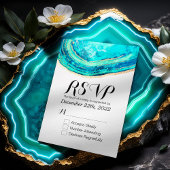 RSVP-Antwort Hochzeit Elegant Aquamarin & Gold Aga RSVP Karte