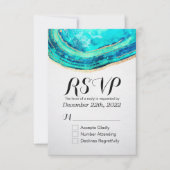 RSVP-Antwort Hochzeit Elegant Aquamarin & Gold Aga RSVP Karte (Vorderseite)