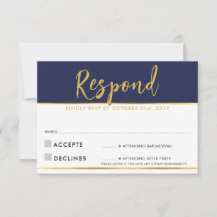 RSVP ANTWORT modern einfache navyblau gold
