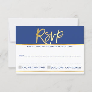 RSVP ANTWORT modern glanz königsblau falsche Goldf