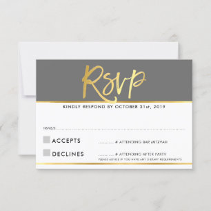 RSVP ANTWORT modern grau Marmor Gold Schrift