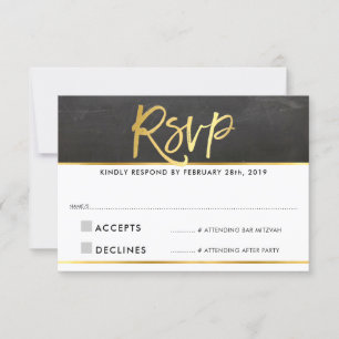 RSVP-Antwort modern Graue Tafel Goldschrift RSVP Karte