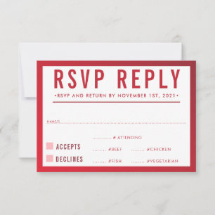 RSVP-ANTWORT-MODERNE rote burgunderrote Farbverlau RSVP Karte
