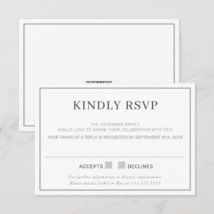 RSVP-ANTWORT-REAKTION einfach minimaler Rand grau Einladung