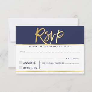RSVP-ANTWORT-REAKTION modern fett marineblaue fals RSVP Karte