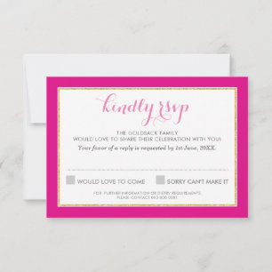 RSVP-ANTWORT-REAKTION Schrägstrich-Muster Gold-Hot RSVP Karte
