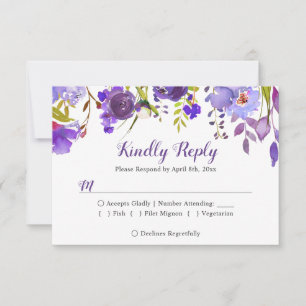 RSVP-Antwort zu Lila Blumenzwiebeln RSVP Karte