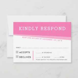 RSVP-ANTWORTKARTE einfache moderne Winkel rosa RSVP Karte