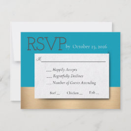 RSVP-Antwortkarte für Aquamarine und goldene Hochz RSVP Karte